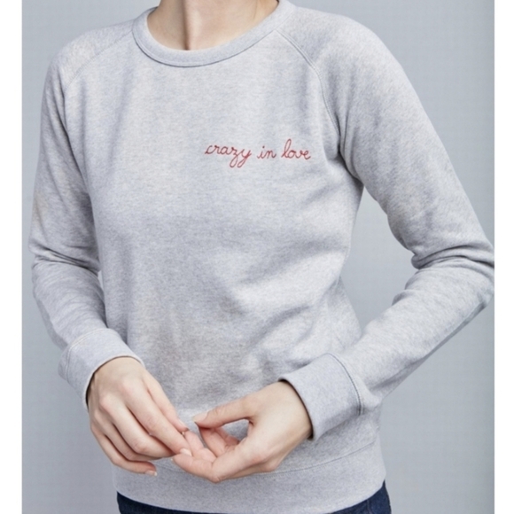 Maison Labiche Crazy In Love Sweatshirt Heather Gray Size Medium - Picture 2 of 10